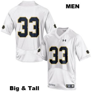 Notre Dame Fighting Irish Men's Keenan Sweeney #33 White Under Armour No Name Authentic Stitched Big & Tall College NCAA Football Jersey XLC5099TV